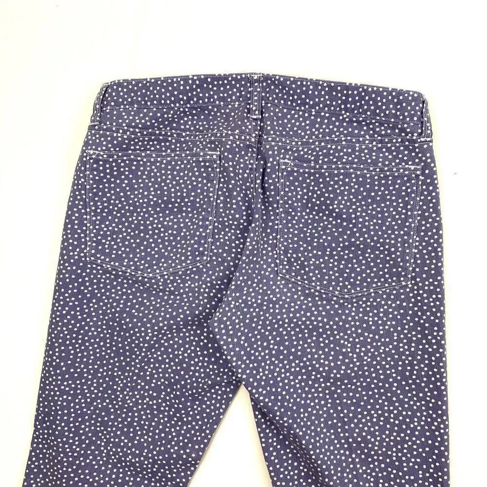J. Crew‎ Toothpick Women's size 32 White Polkadots Purple Denim jeans
